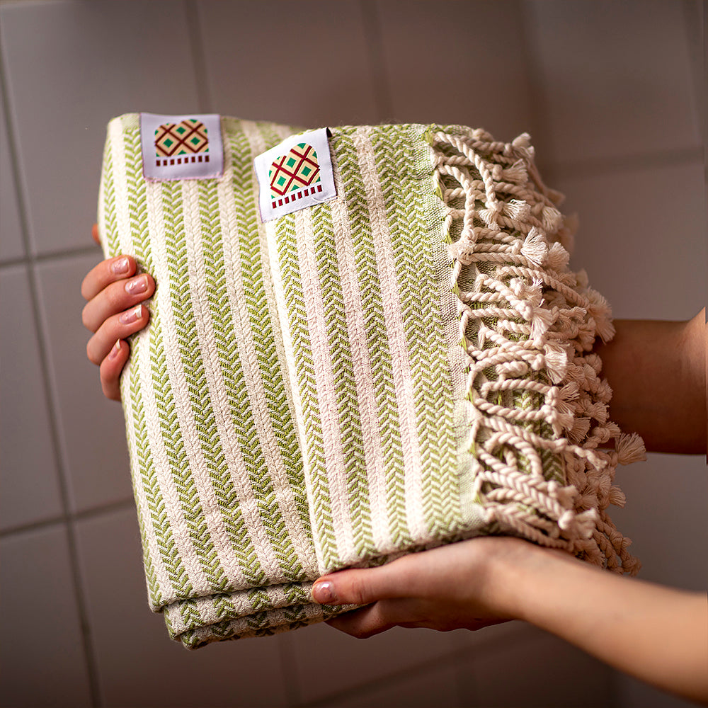 Baumwollhandtuch und Handtuch Portokala III - grünes Set