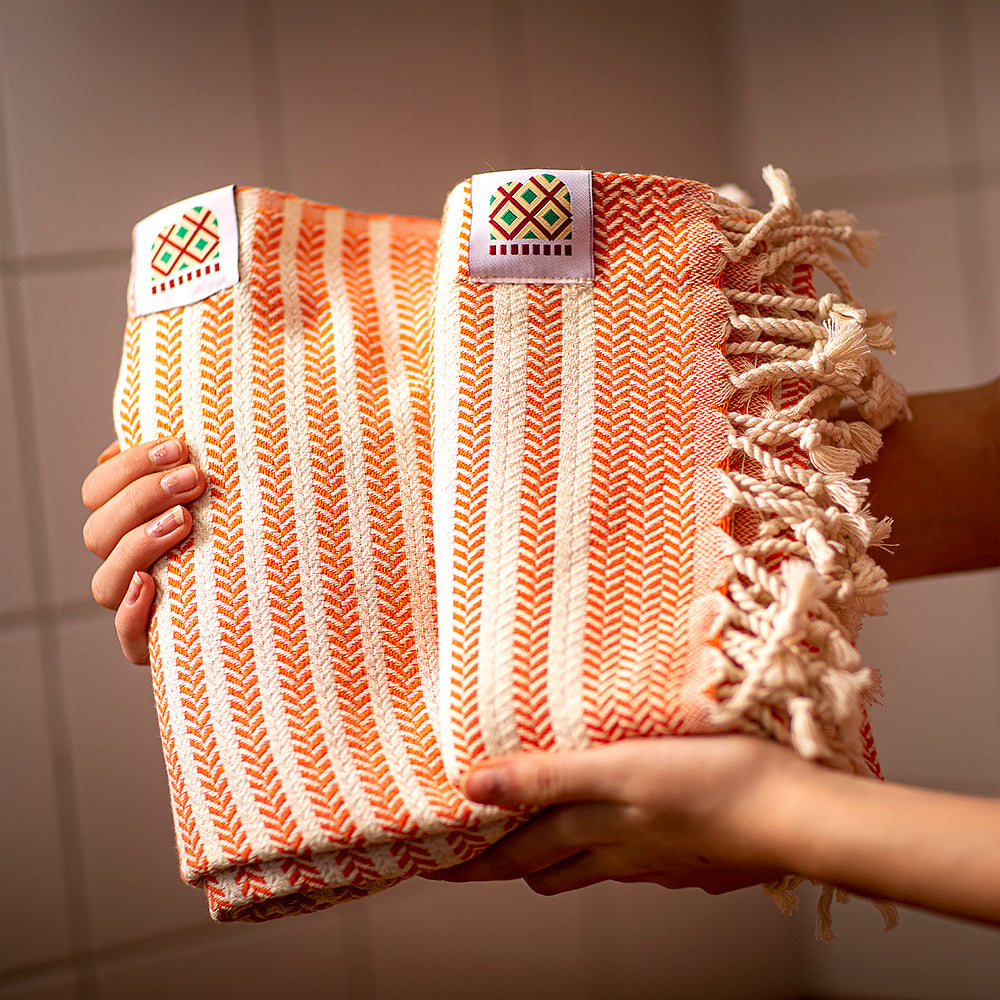 Baumwollhandtuch und Handtuch Portokala II - orangefarbenes Set
