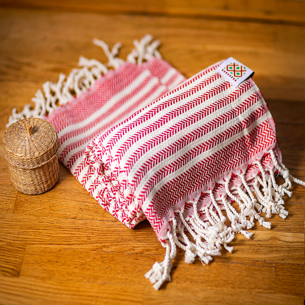 Baumwollhandtuch und Handtuch Portokala IV - rotes Set