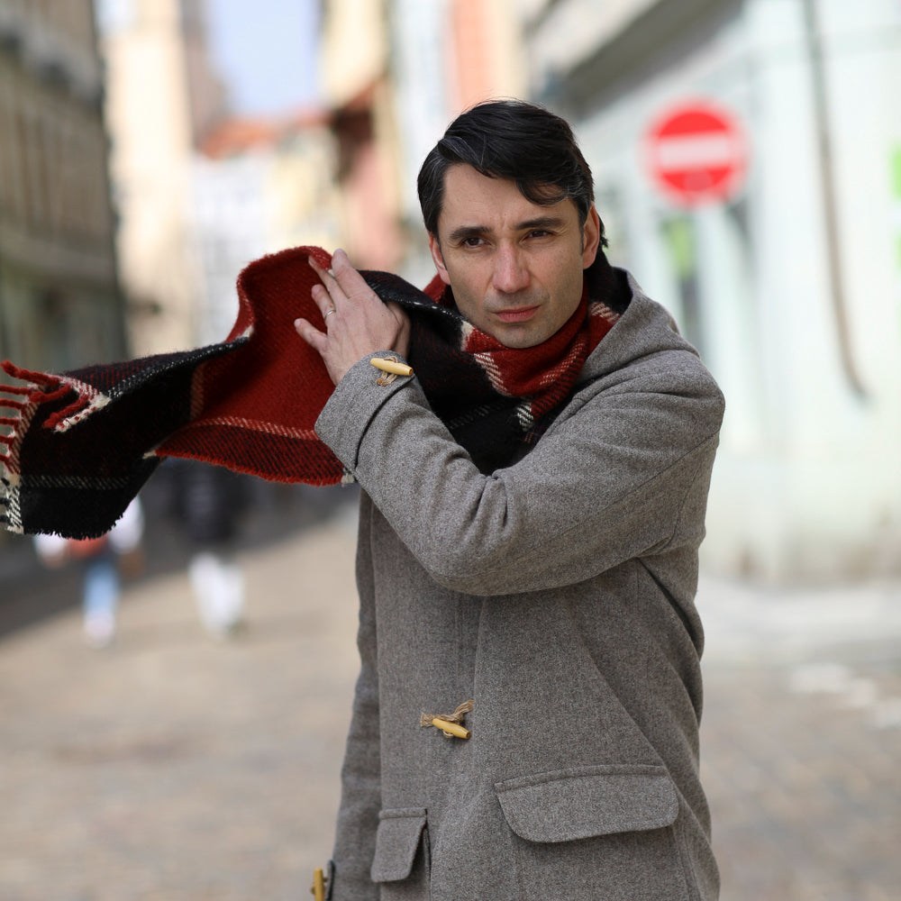 coat and scarf