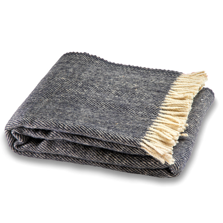 Wolldecke Elma XIII - dunkelblau indigo