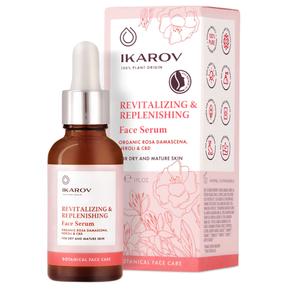 Natural revitalizing and nourishing skin serum with organic Rosa Damascena extract, neroli and CBD for mature and dry skin-Balkanova