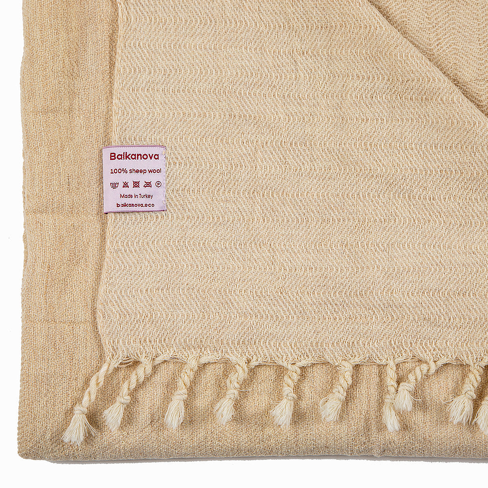Handgewebte Wolldecke Nara VI - beige
