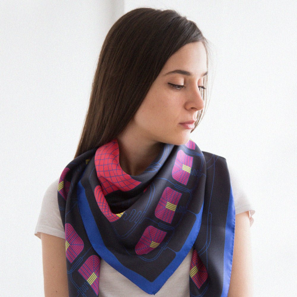 silk scarf red and black