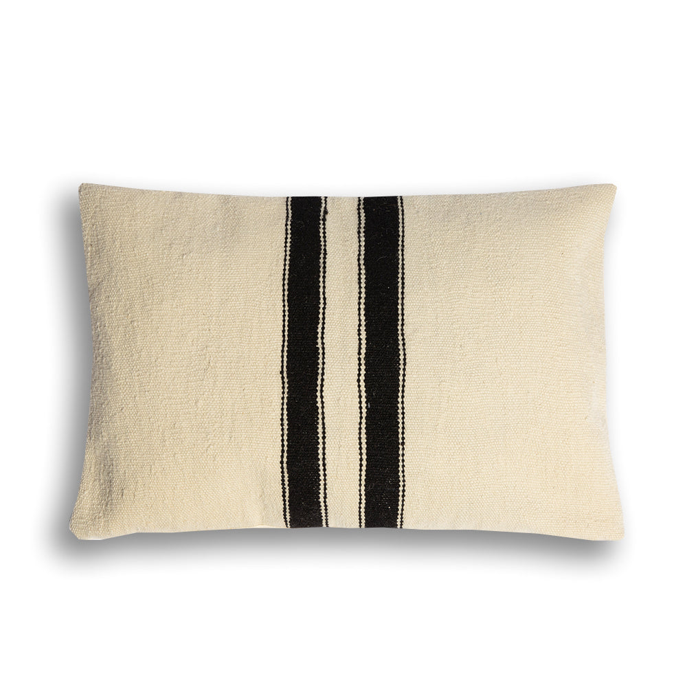 kilim type pillow case white black stripes - Balkanova