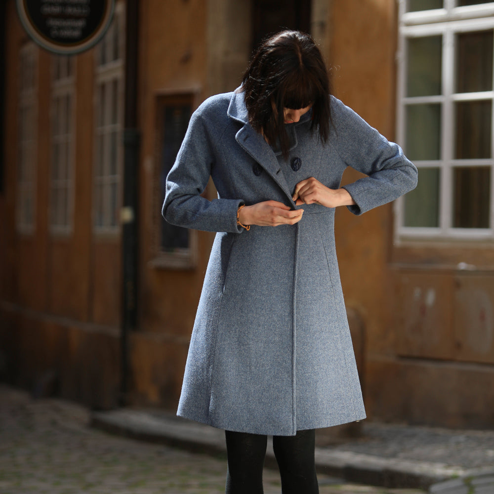 blue wool coat