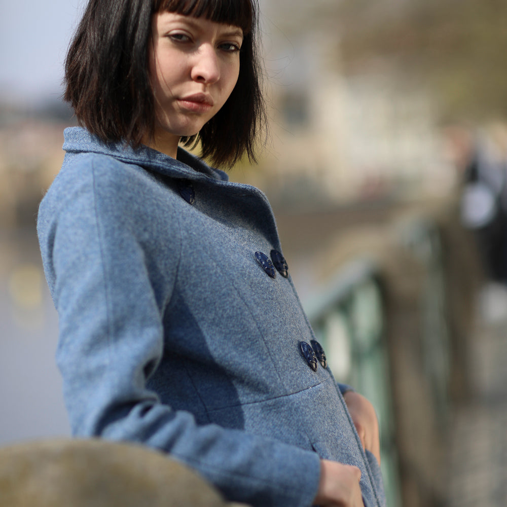 blue wool coat