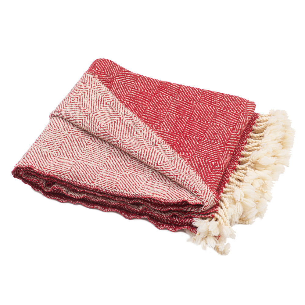Vlněná deka Kostadina merino - červená-Balkanova
