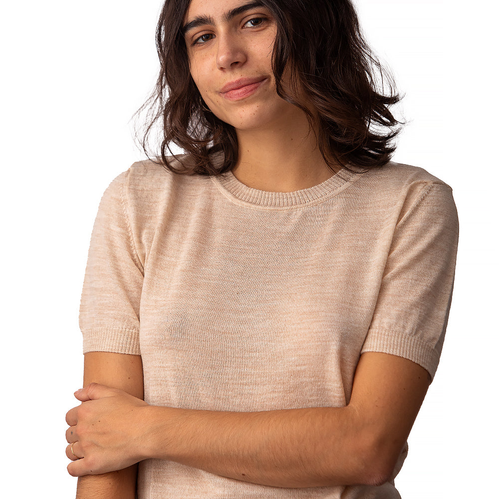 merino wool short sleeve t-shirt beige - Balkanova