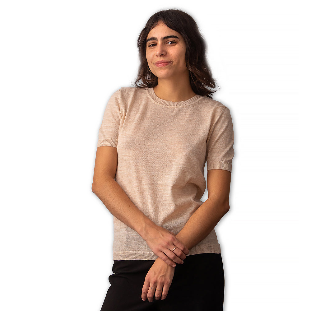 merino wool short sleeve t-shirt beige - Balkanova