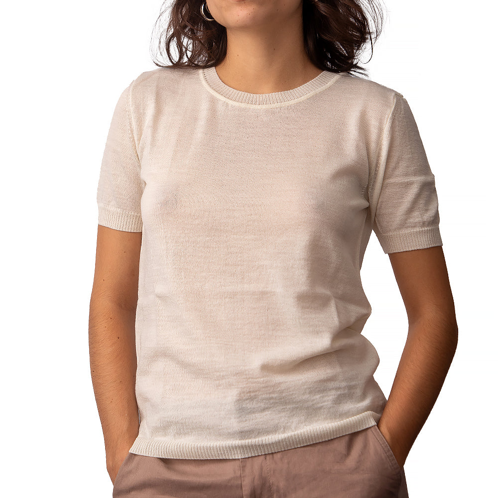 merino wool short sleeve t-shirt beige - Balkanova