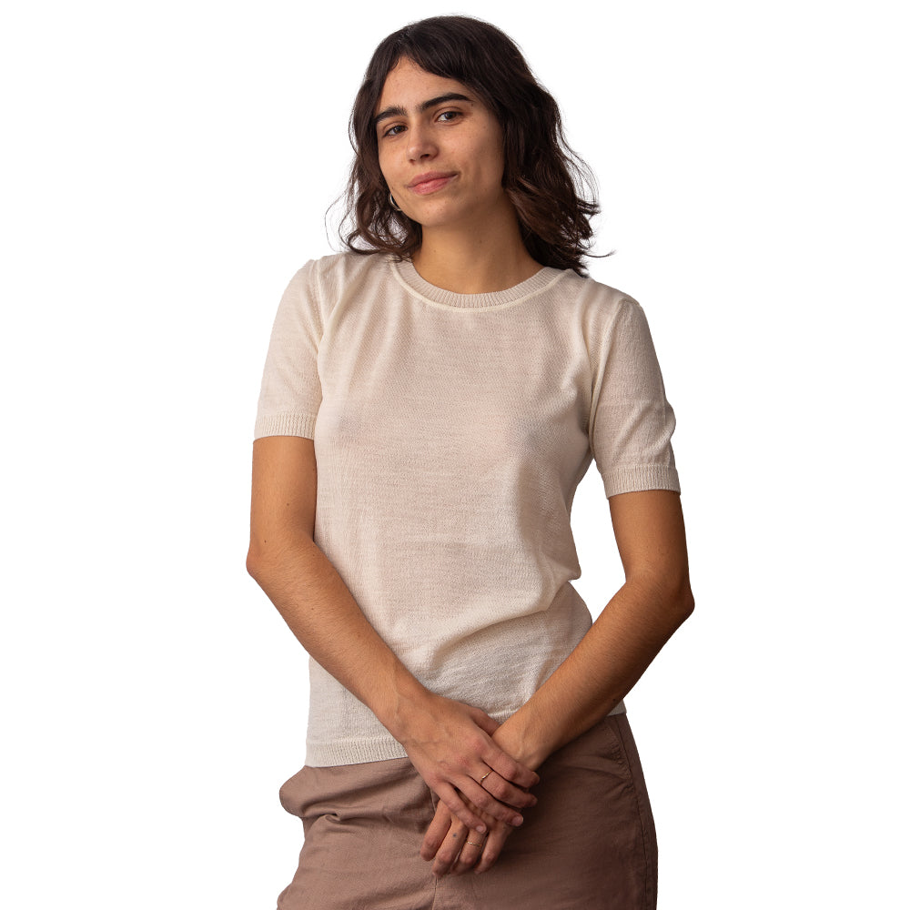 merino wool short sleeve t-shirt beige - Balkanova
