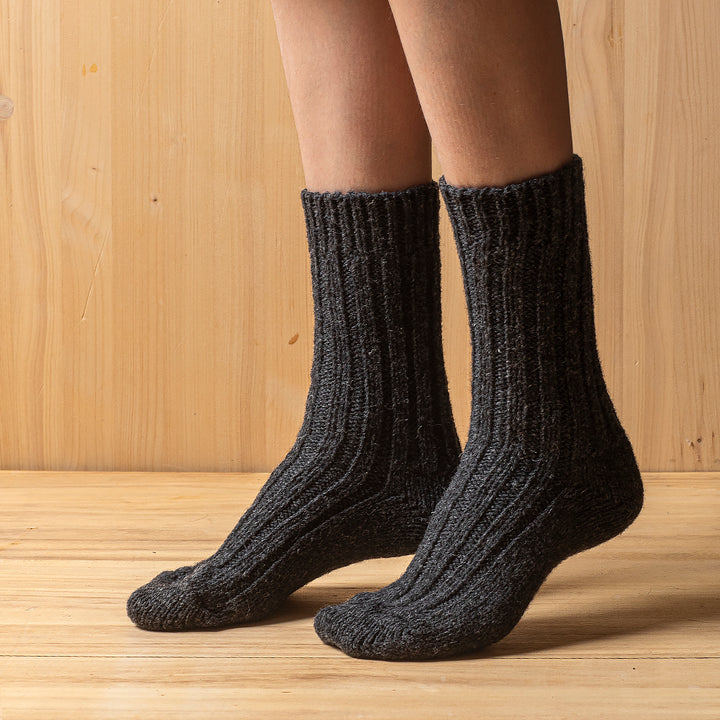 Socken aus dicker Wolle 100% Merinowolle, anthrazit
