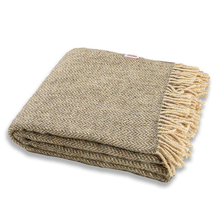 Naturfarbenes Set aus 2 ungefärbten Wolldecken Elma