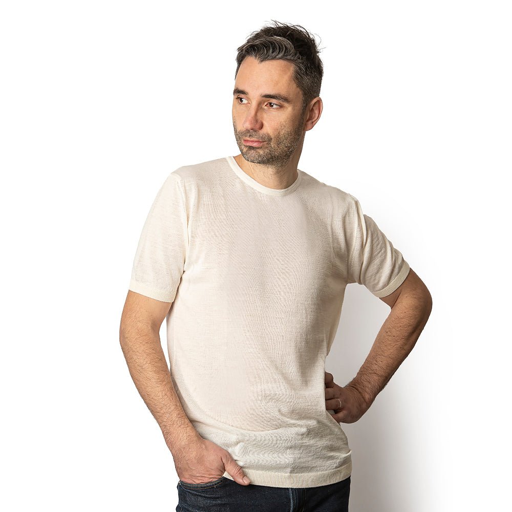 Men's merino wool shirt II - white-Balkanova
