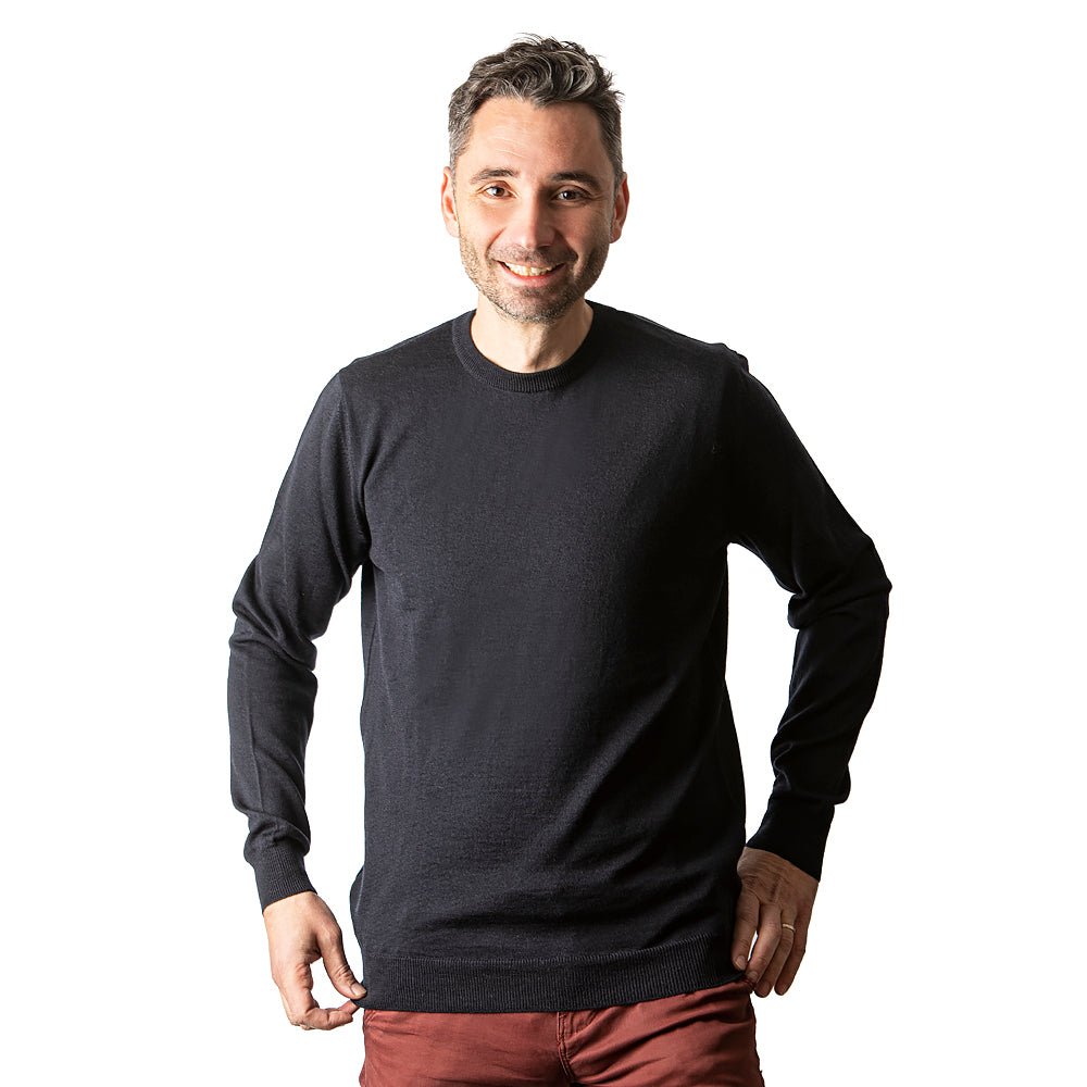 Men's merino wool sweater I - blue-black-Balkanova