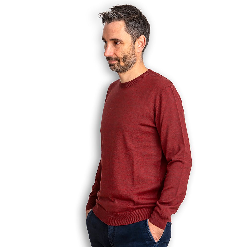 Men's merino wool sweater III - burgundy-Balkanova