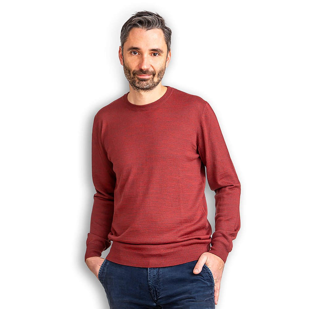 Men's merino wool sweater III - burgundy-Balkanova