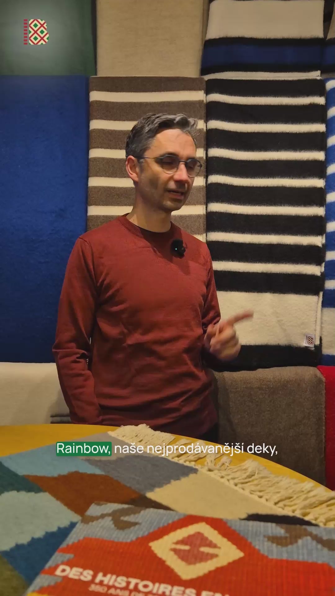 Χοντρή μάλλινη κουβέρτα Rainbow 38 - μαύρο με λευκές ρίγες
