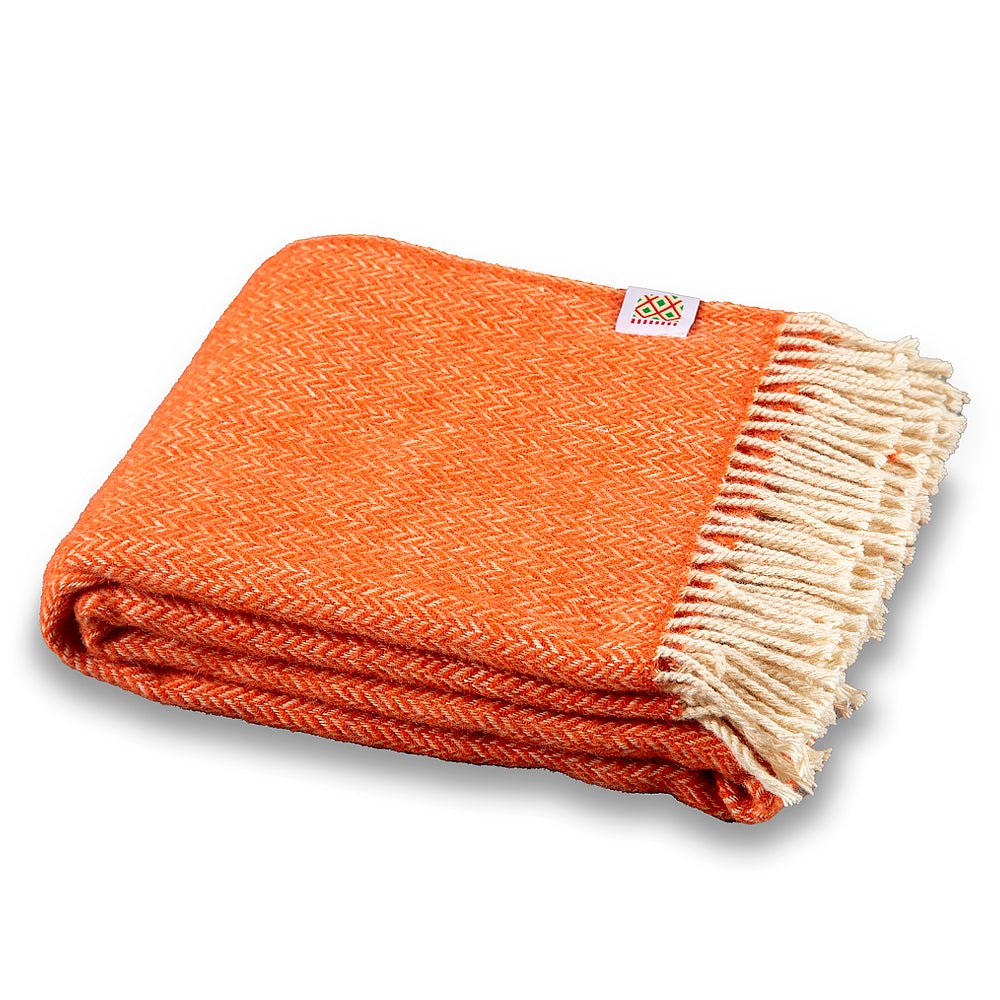 Wool blanket Elma II - orange-Balkanova
