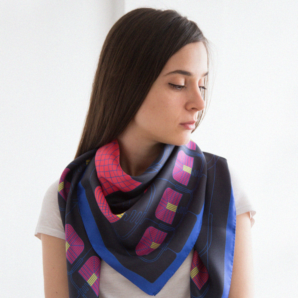 silk scarf red and black