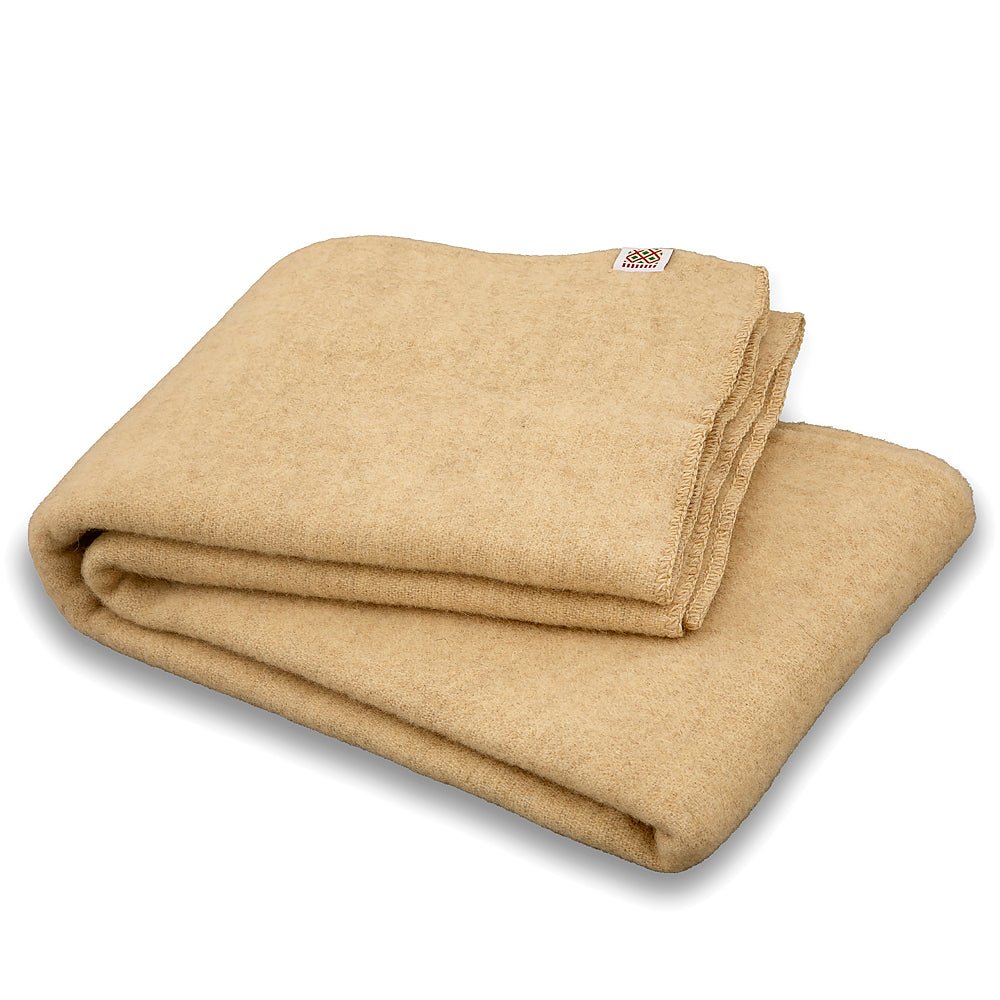 Thick wool blanket Rainbow XXX - natural undyed white wool-Balkanova