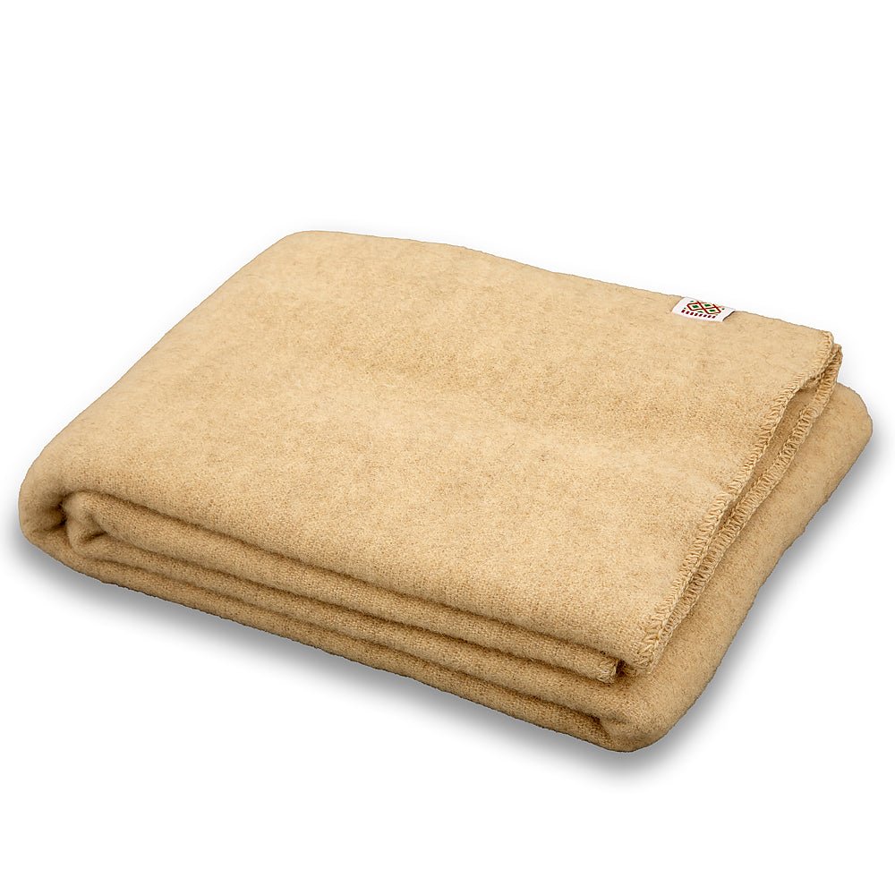 Thick wool blanket Rainbow XXX - natural undyed white wool-Balkanova