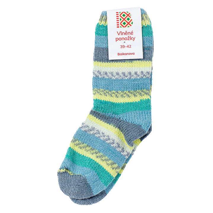 Socken aus Merinowolle, grün gemustert