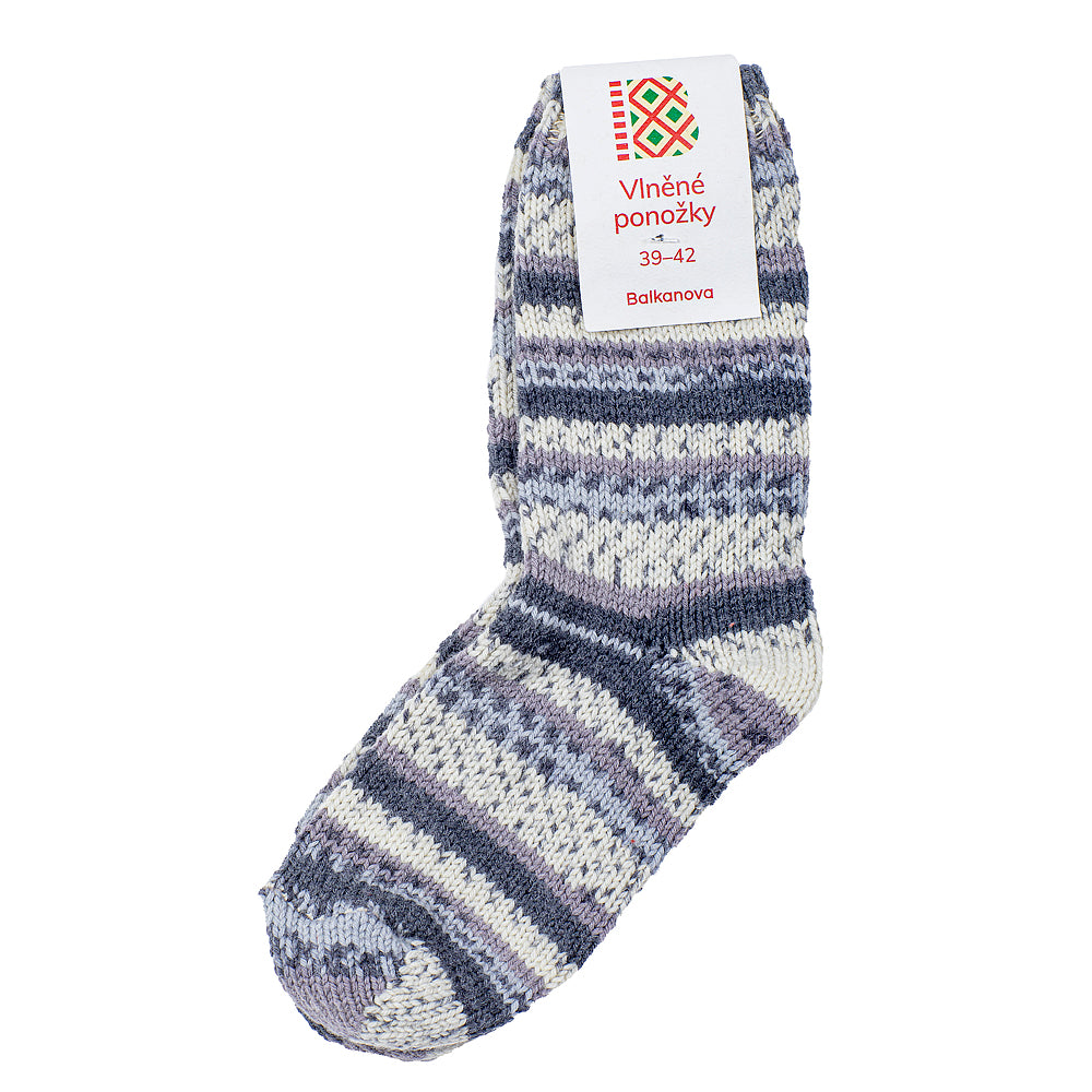 Socken aus Merinowolle, grau gemustert