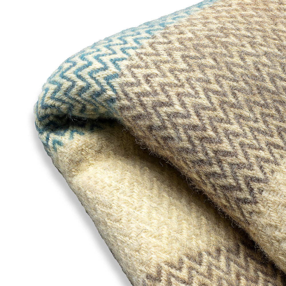 Karandila Wool Blanket in Gray and Blue Stripes-Balkanova
