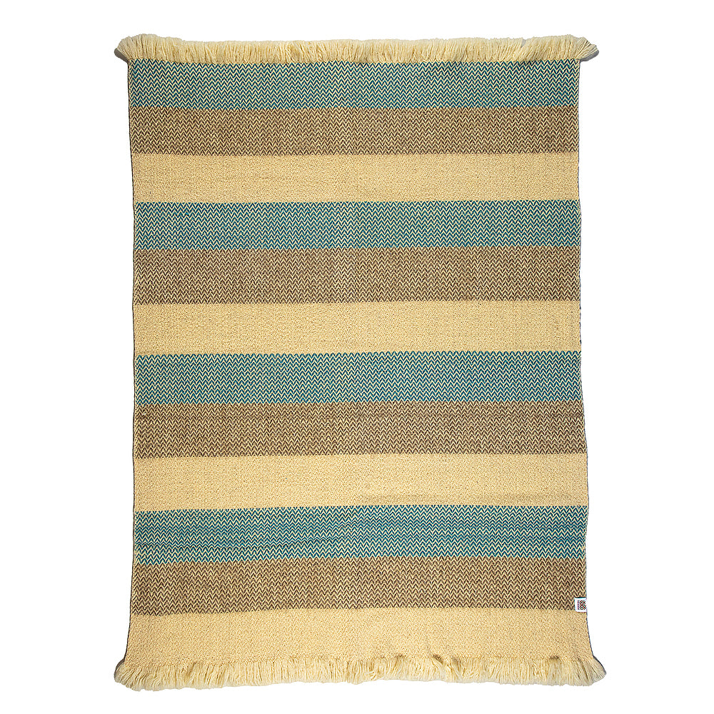 Vlněná deka Karandila V šedé a modré pruhy-Balkanova