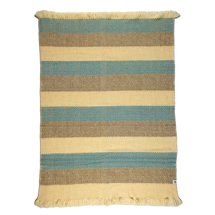 Vlněná deka Karandila V šedé a modré pruhy-Balkanova