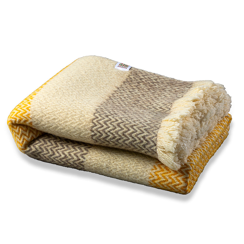 Vlněná deka Karandila XVII se žlutými a šedými pruhy-Balkanova
