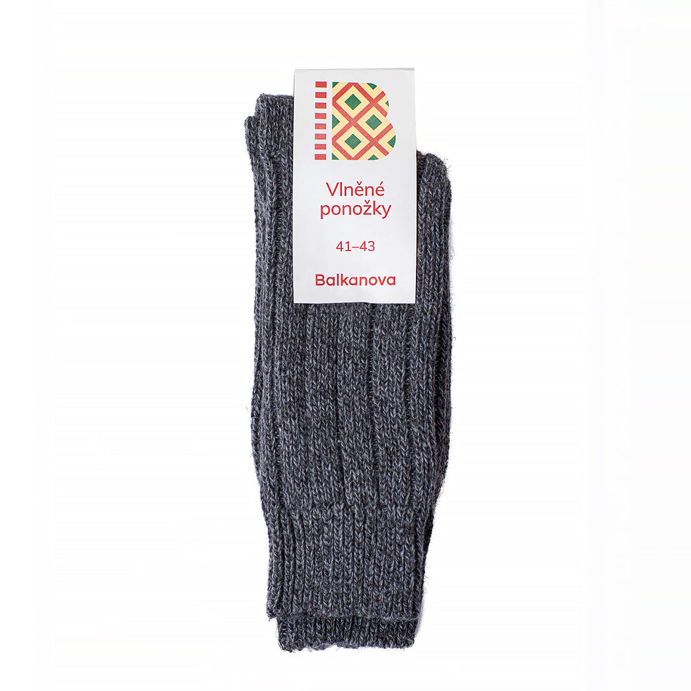 Wollsocken 100% Wolle, dickes elastisches Gestrick - dunkelgrau