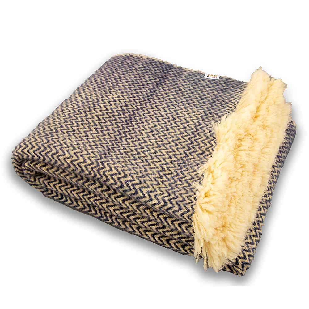 Woolen bedspread Karandila XI blue, EXTRA LARGE
