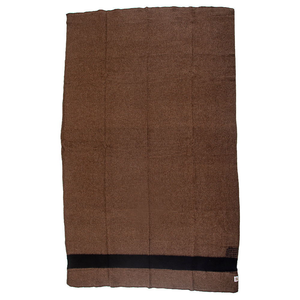 Thick wool blanket Rainbow XVIII - brown with one black stripe on both ends-Balkanova