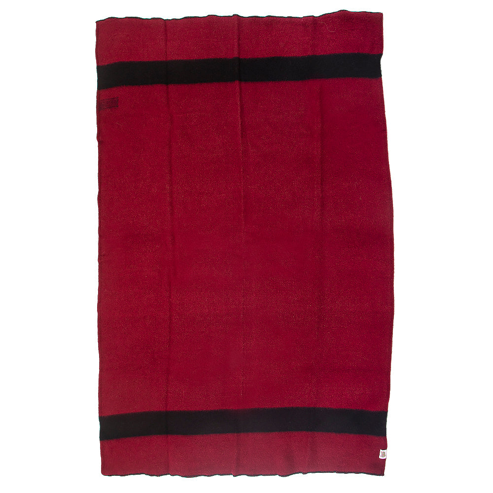Thick wool blanket Rainbow III - burgundy with black stripe on both ends