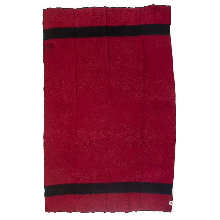 Thick wool blanket Rainbow III - burgundy with black stripe on both ends