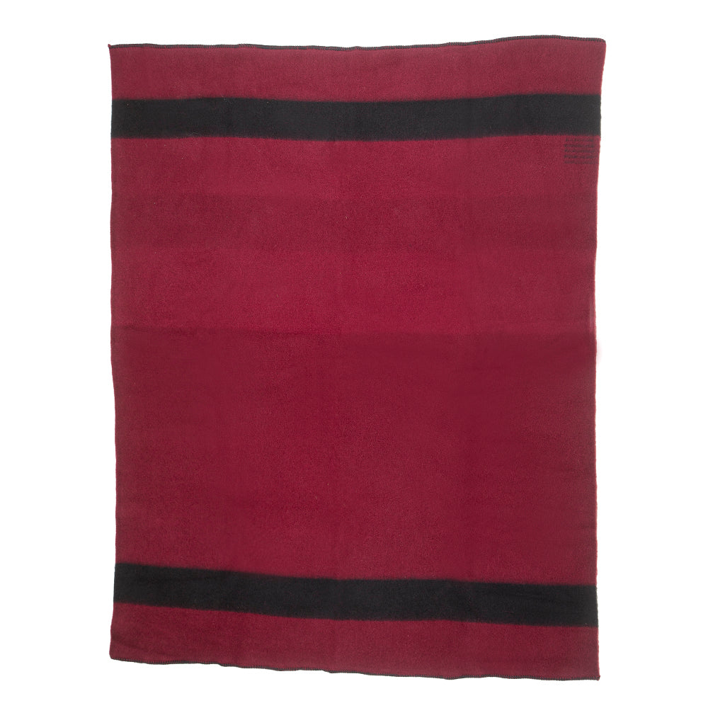 Thick wool blanket Rainbow III - burgundy with black stripe on both ends