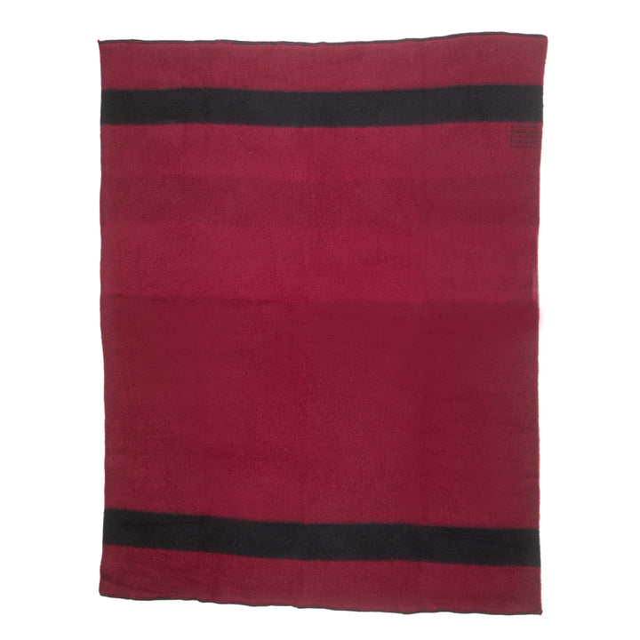 Thick wool blanket Rainbow III - burgundy with black stripe on both ends
