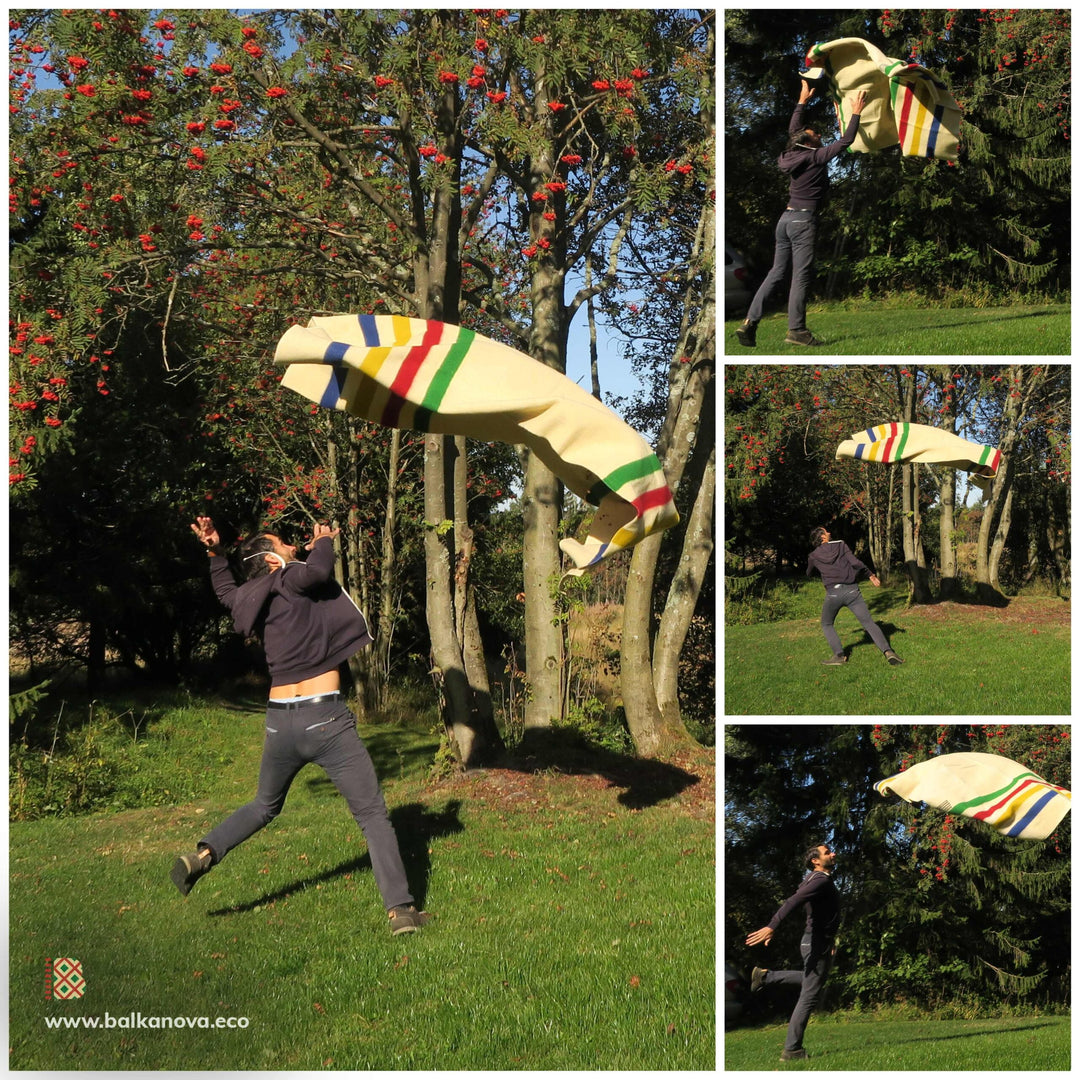 Dicke Wolldecke Rainbow I - B - iris