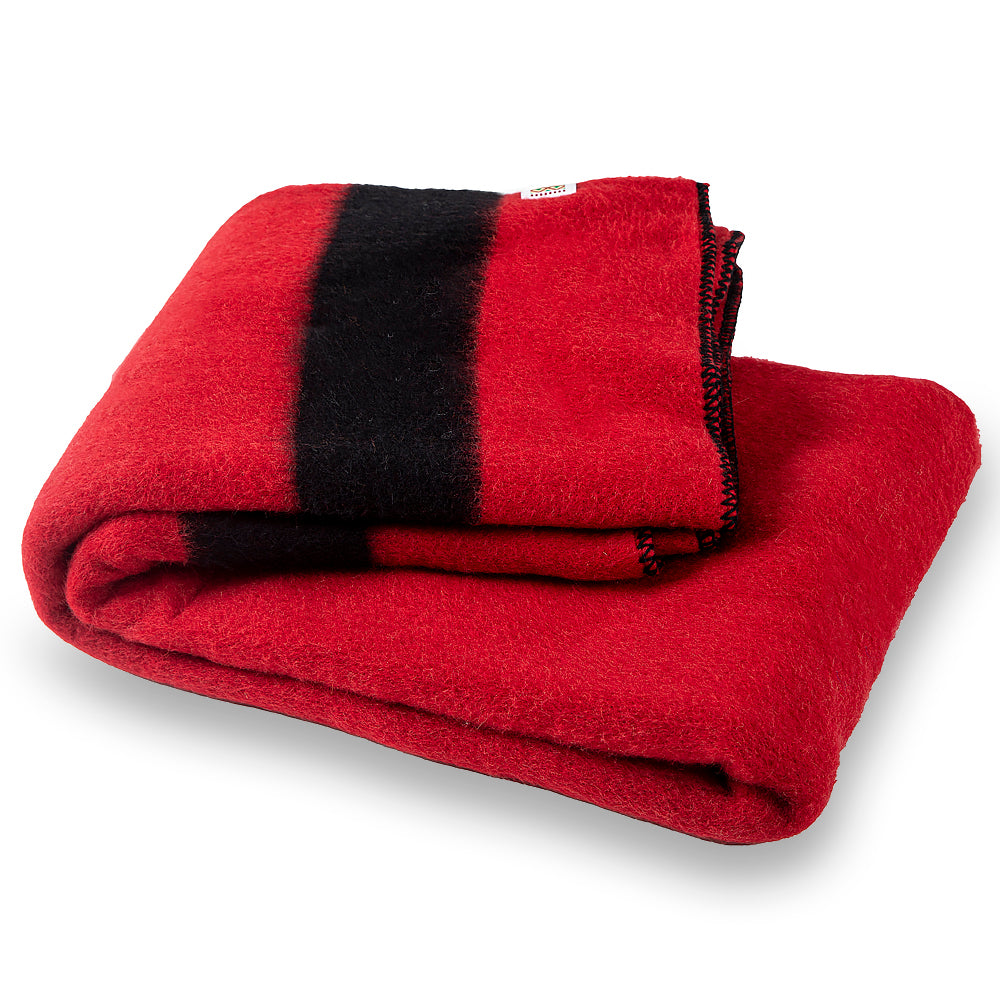 Thick Wool Blanket Rainbow VI – Red with a Black Stripe on Both Ends-Balkanova
