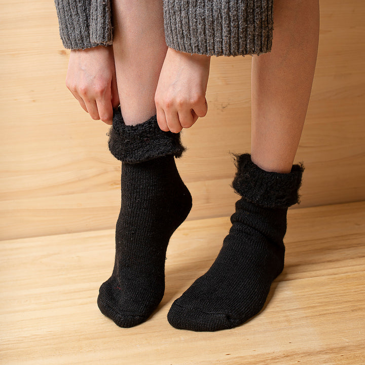 Wollsocken "Linsen" - schwarz