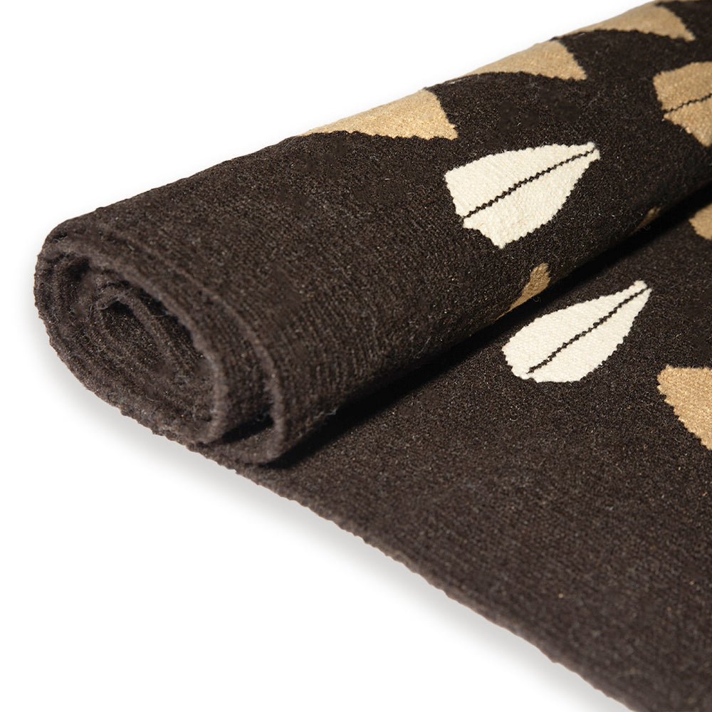 traditional hand made wool kilim brown cream white - Balkanova