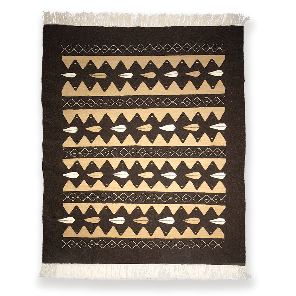 traditional hand made wool kilim brown cream white - Balkanova