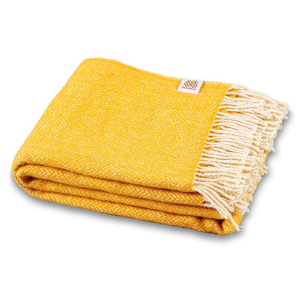 Wool blanket Elma I - mustard yellow-Balkanova
