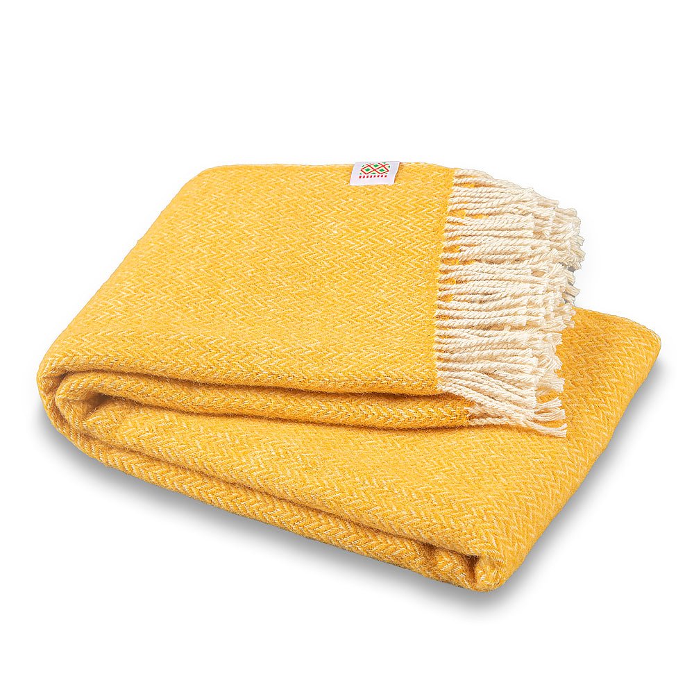 Wool blanket Elma I - mustard yellow-Balkanova