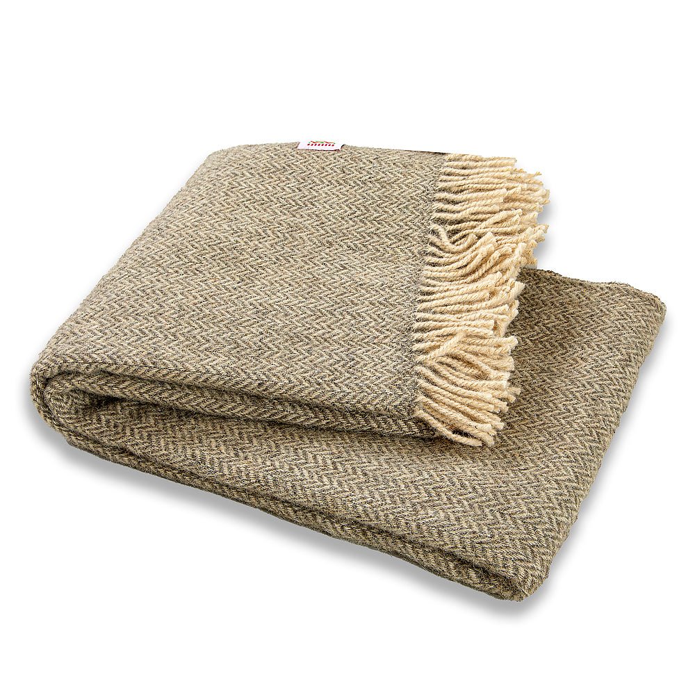 Wool blanket Elma IX - natural grey-Balkanova