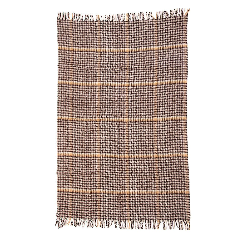 Wool blanket Elma XI - brown and beige cube-Balkanova