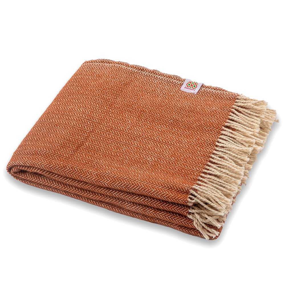 Wool blanket Elma XVIII - brick LARGE - Balkanova